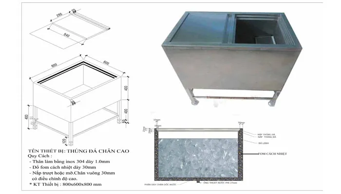 Thùng đá inox