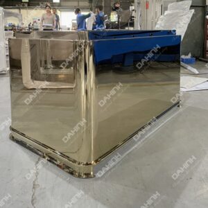 Bàn inox hình chữ nhật mạ vàng